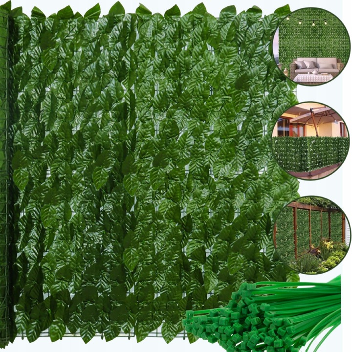 Изкуствен бръшлян Gardlov, 5 панела, 300x50см, зелен, комплект със 100 скоби за закрепване