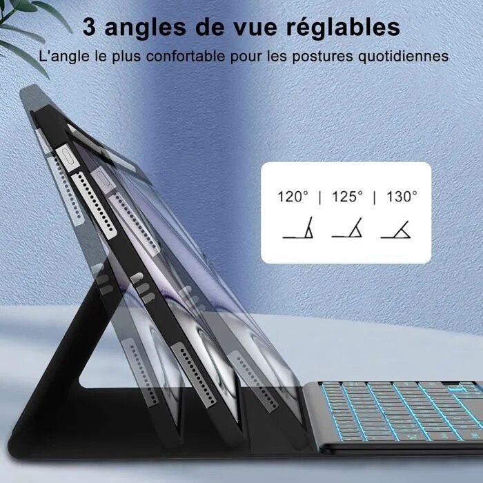 Husa cu tastatura pentru iPad Air 11 2025 M3 / 2024 M2 / Generatia 4-5, 10.9 inch – Bluetooth, touchpad, iluminare RGB