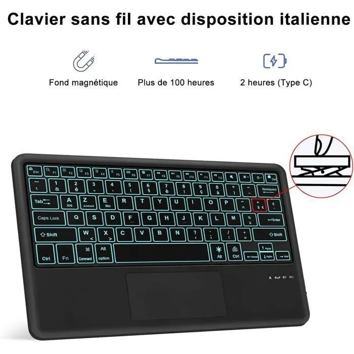 Husa cu tastatura pentru iPad Air 11 2025 M3 / 2024 M2 / Generatia 4-5, 10.9 inch – Bluetooth, touchpad, iluminare RGB
