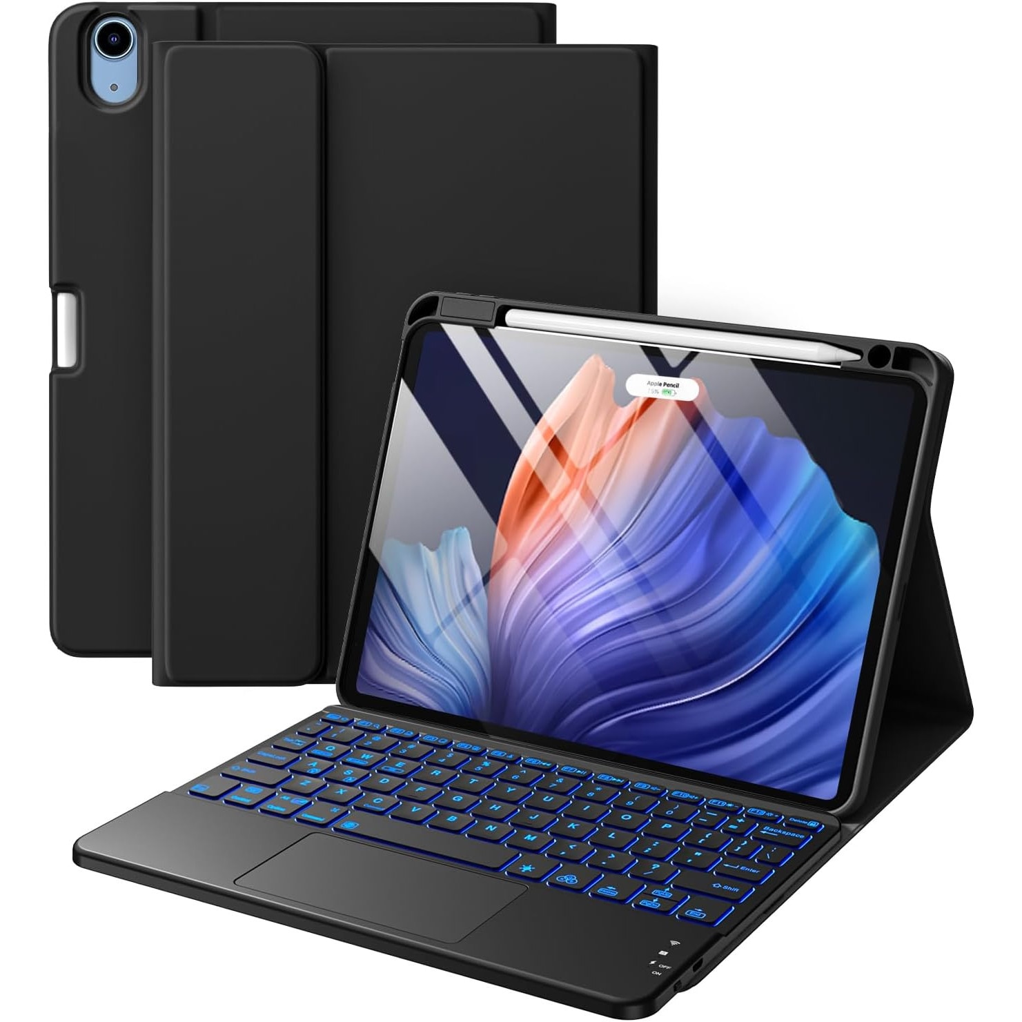 Husa cu tastatura pentru iPad Air 11 2025 M3 / 2024 M2 / Generatia 4-5, 10.9 inch – Bluetooth, touchpad, iluminare RGB