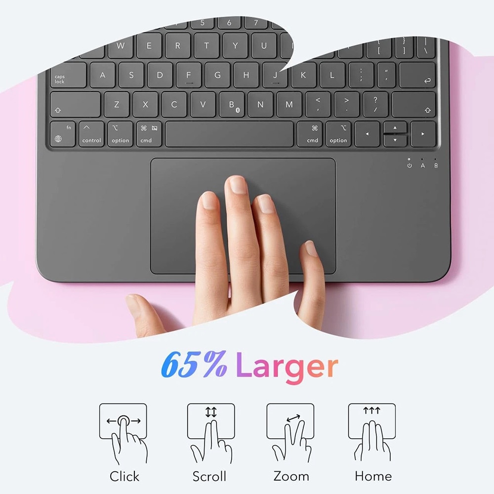 Husa pentru iPad 11 2025 11 inch ESR Flex cu Tastatura Magnetica detasabila Ultra-Subtire, Trackpad Mare, Mod Scriere/Vizionare – Dark Gray