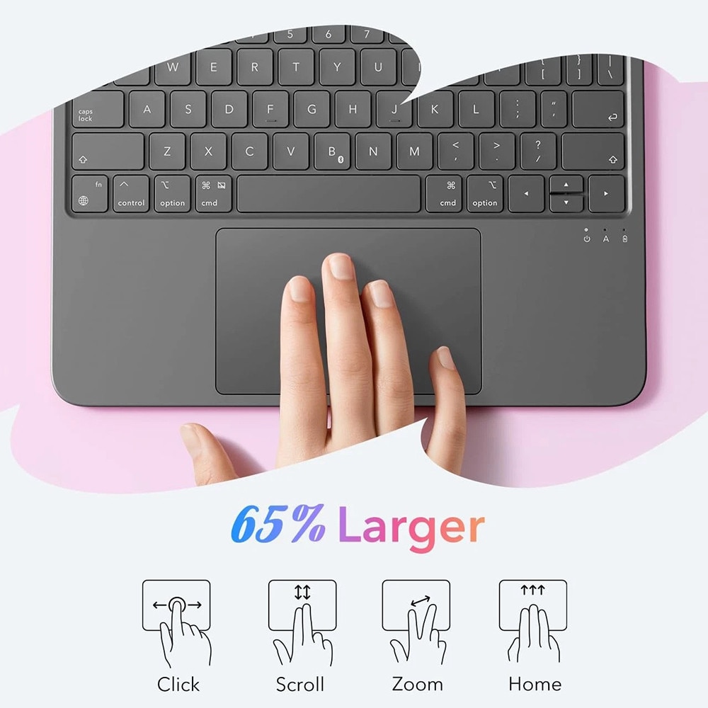 Husa pentru iPad Air 11" (M3/M2 & Gen 5/4) ESR Flex cu Tastatura Magnetica detasabila, Trackpad Mare, Mod Scriere/Vizionare – Dark Gray