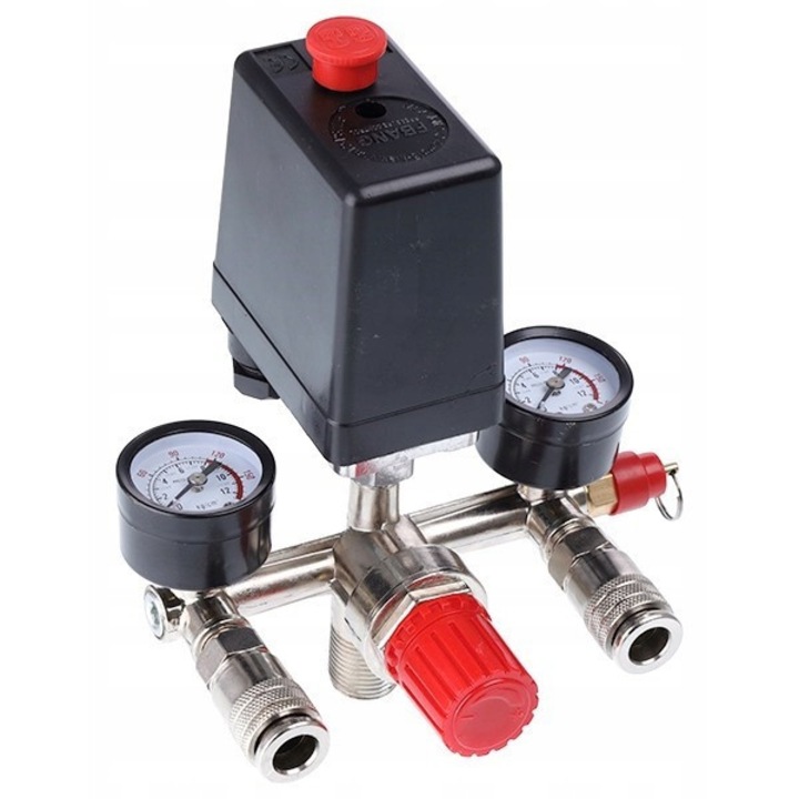 Comutator presiune compresor DBautomotive, 230V, 6-8bar, 2 manometre, 1/4'', 3/4''