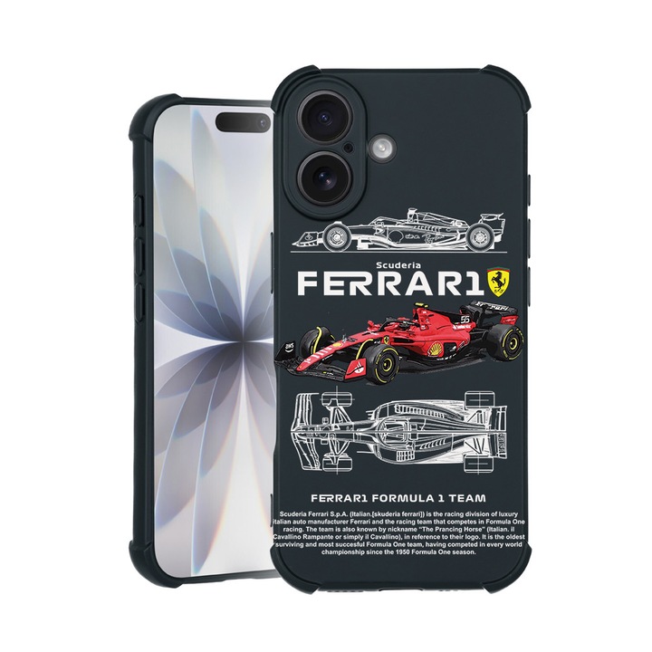 BestCase® Husa TPU Pro Shock Compatibila cu Apple iPhone 14 Pro, cu Design Ferrari Scuderia, colturi intarite, 3100029 ASB 1861