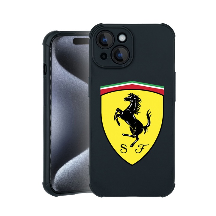 BestCase® Husa TPU Pro Shock Compatibila cu Apple iPhone 15, cu Design Ferrari, colturi intarite, 3100031 ASB 1774