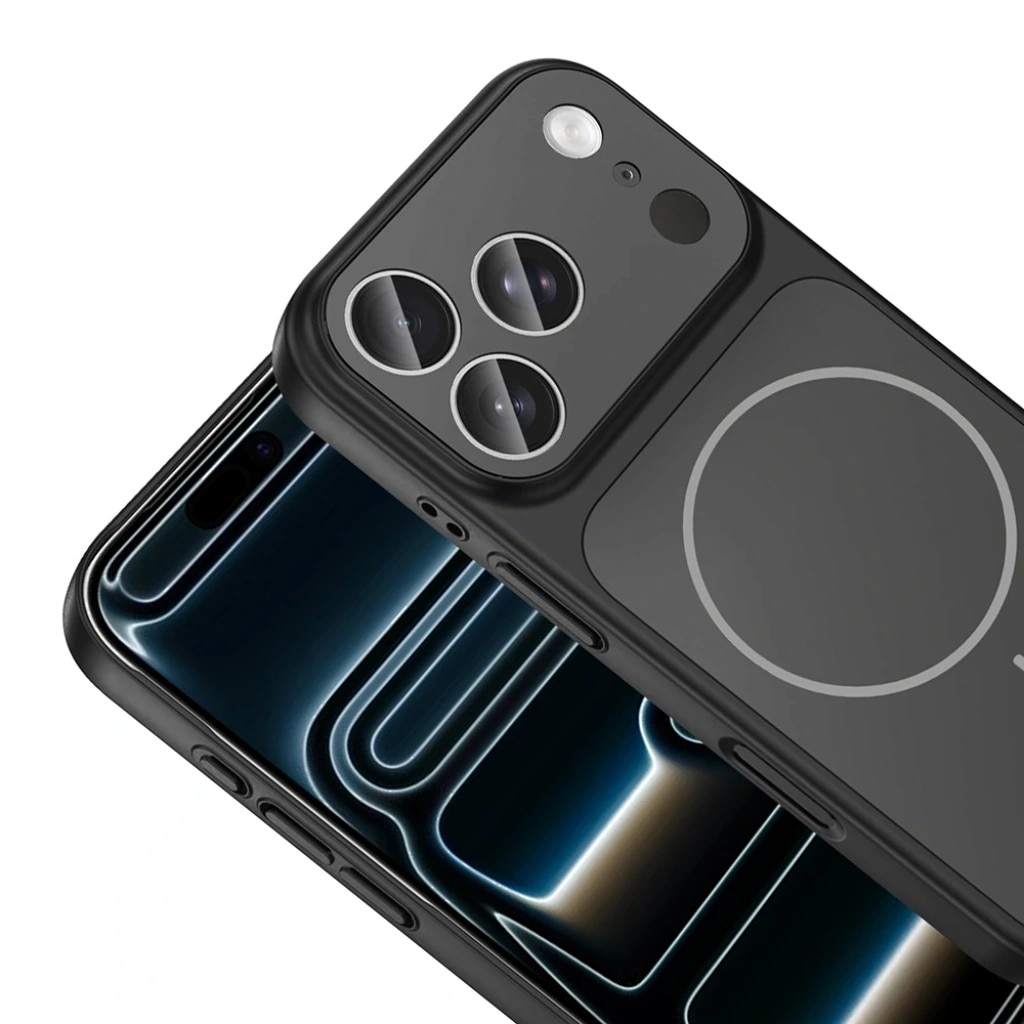 Husa pentru iPhone 17 Pro Max, GlassLook, compatibil cu MagSafe, Premium, Ultra Subtire, Negru