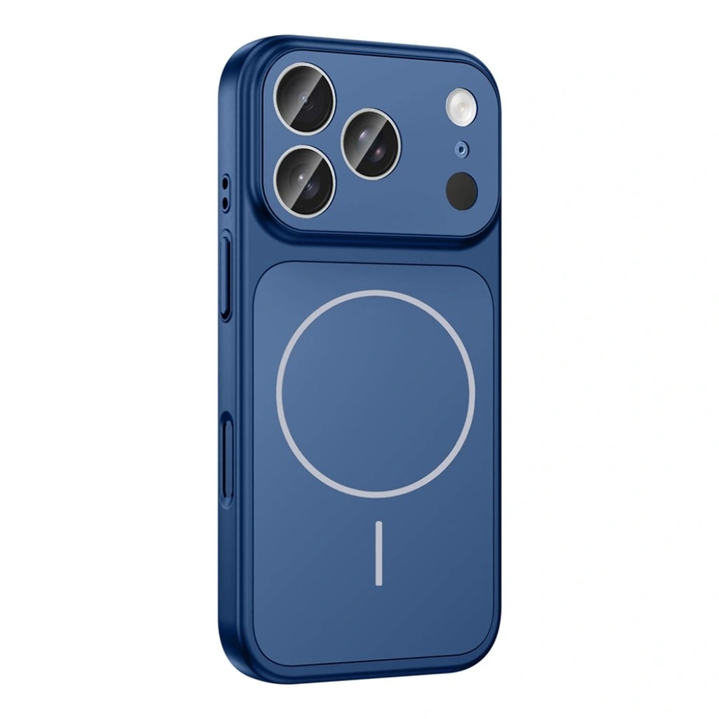 Husa pentru iPhone 17, GlassLook, compatibil cu MagSafe, Premium, Ultra Subtire, Albastru
