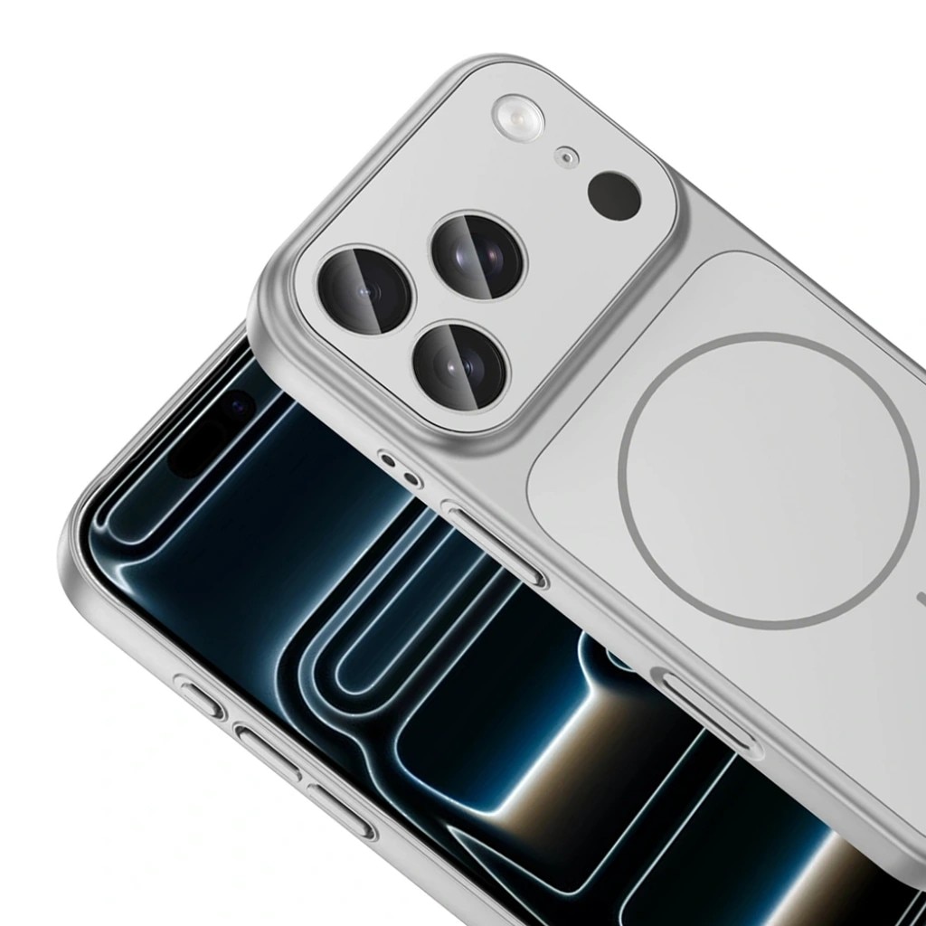 Husa pentru iPhone 17 Pro, GlassLook, compatibil cu MagSafe, Premium, Ultra Subtire, Argintiu