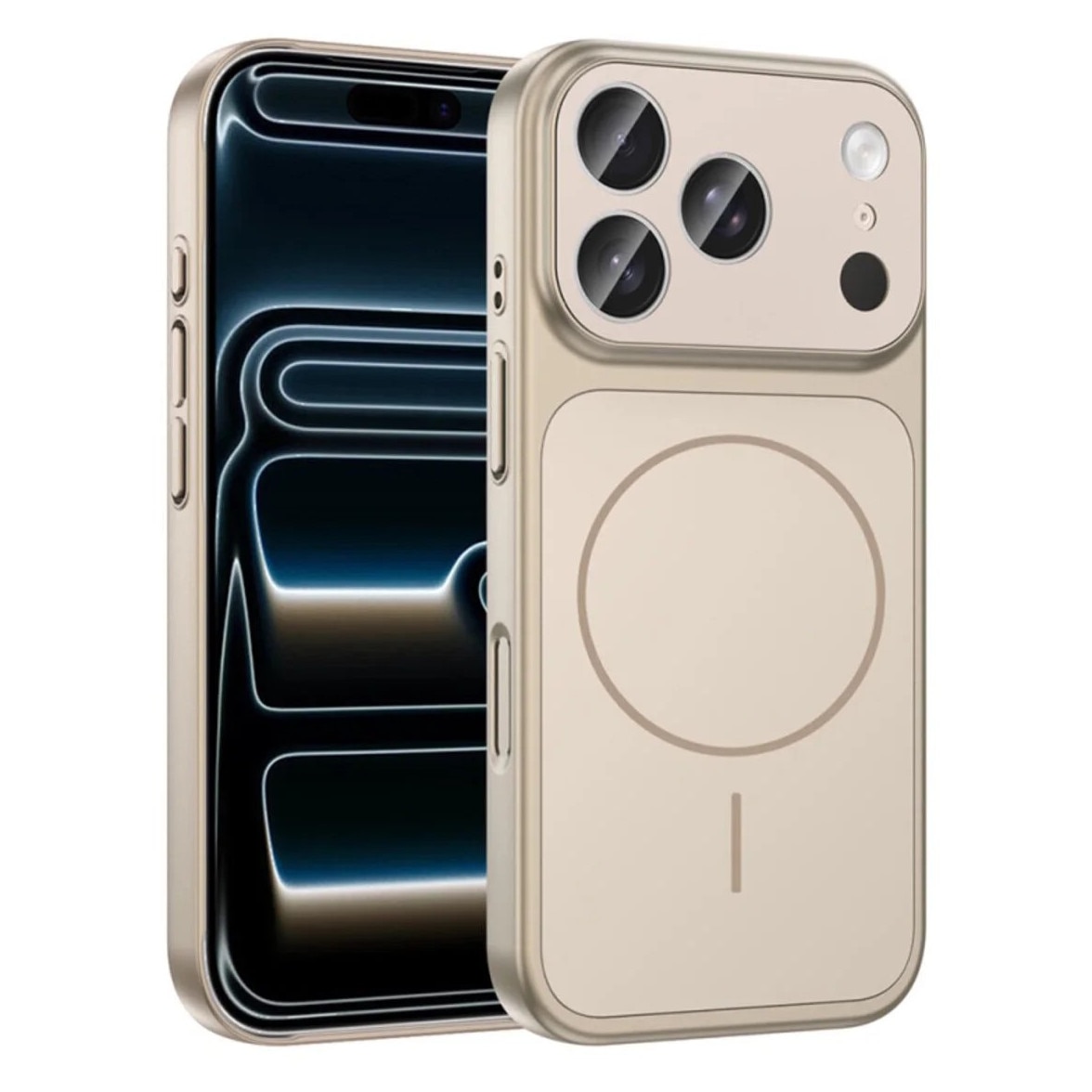 Husa pentru iPhone 17, GlassLook, compatibil cu MagSafe, Premium, Ultra Subtire, Auriu
