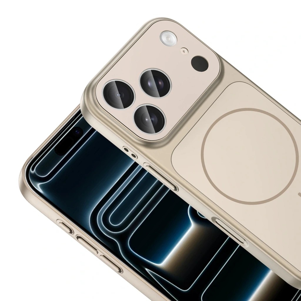 Husa pentru iPhone 17, GlassLook, compatibil cu MagSafe, Premium, Ultra Subtire, Auriu