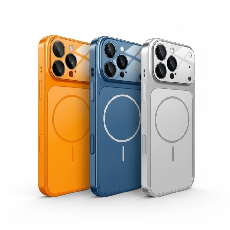 Husa Skin compatibil cu iPhone 16 Pro pentru Transformare in iPhone 17 Pro Max, GlassLook, compatibil cu MagSafe, Premium, Gri