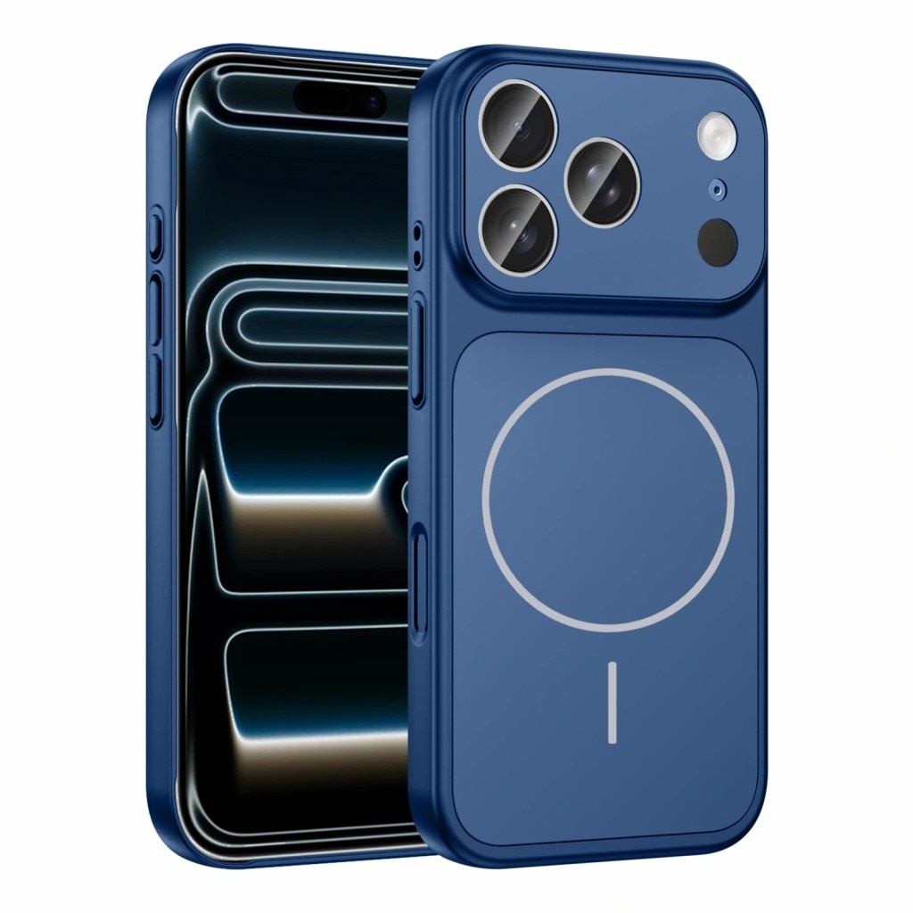 Husa pentru iPhone 17, GlassLook, compatibil cu MagSafe, Premium, Ultra Subtire, Albastru
