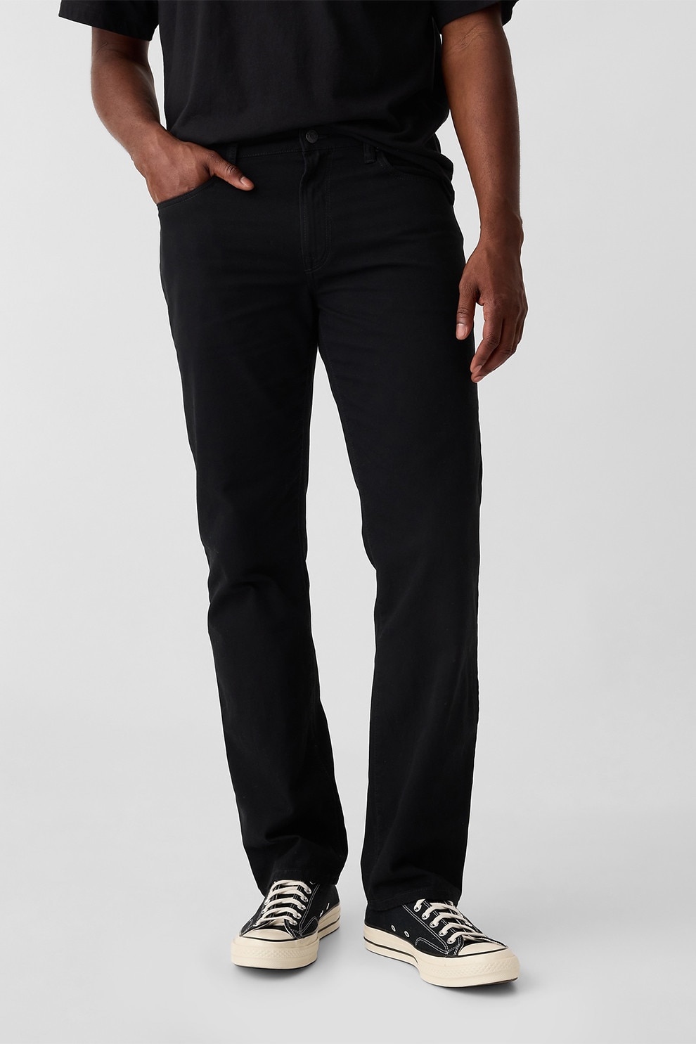 GAP, Blugi cu croiala dreapta si talie medie, Negru, W33-L32