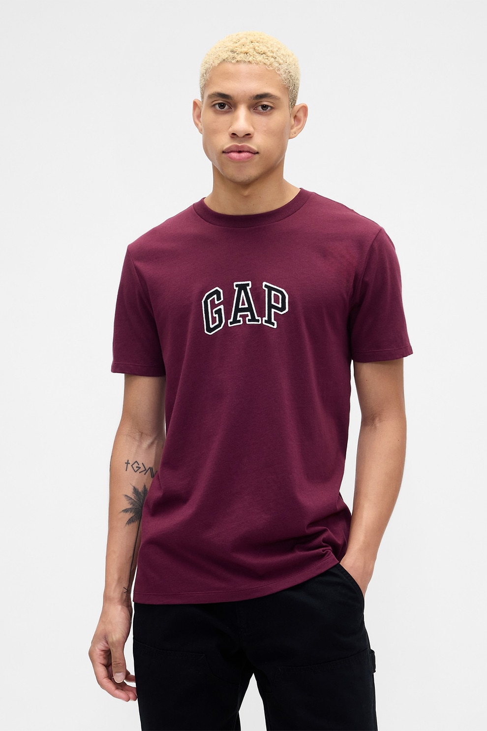 GAP, Tricou de bumbac cu logo, Visiniu, M