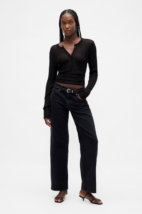 GAP, Bő szárú ötzsebes farmernadrág, Fekete