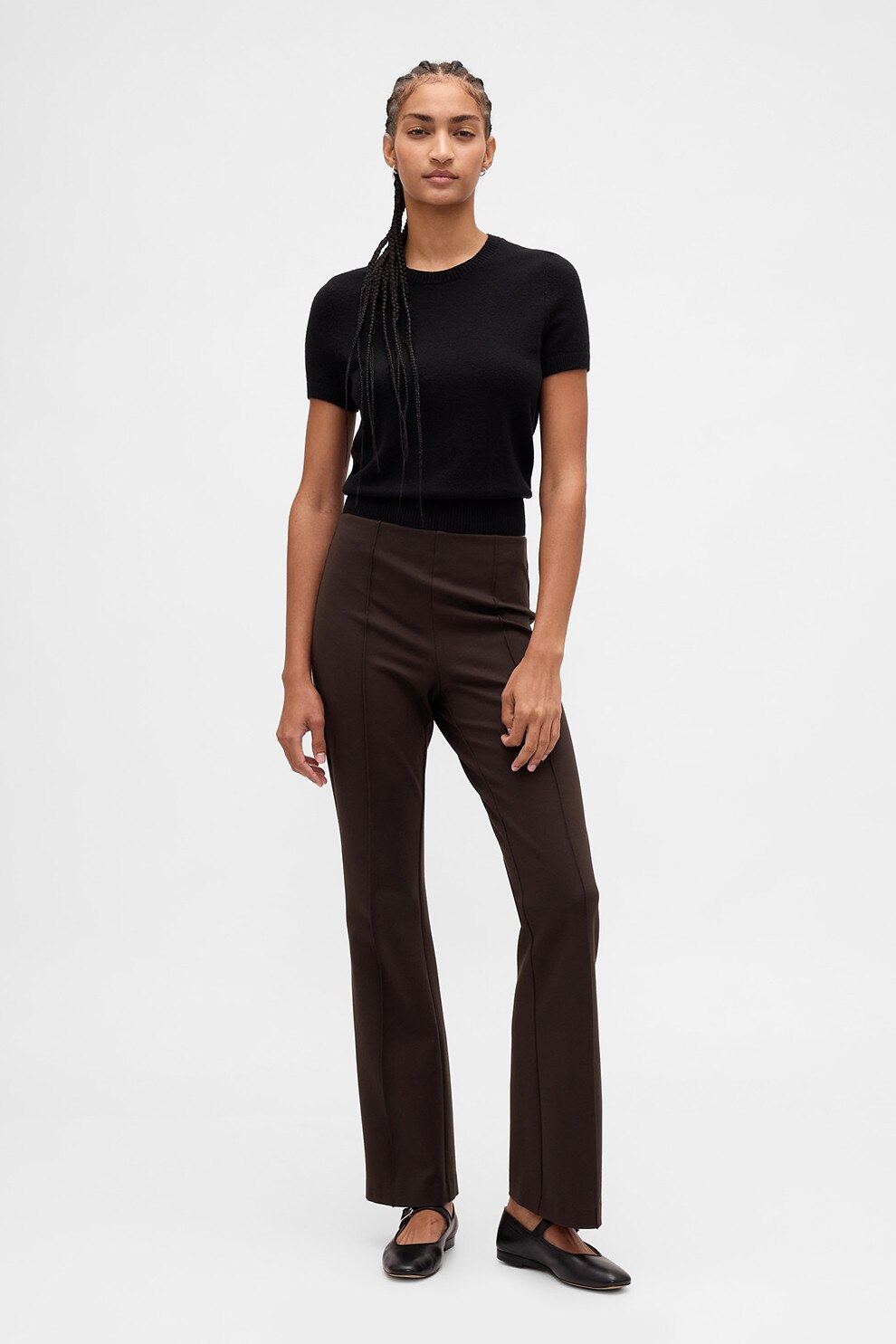 GAP, Pantaloni bootcut cu talie inalta, Maro inchis, S