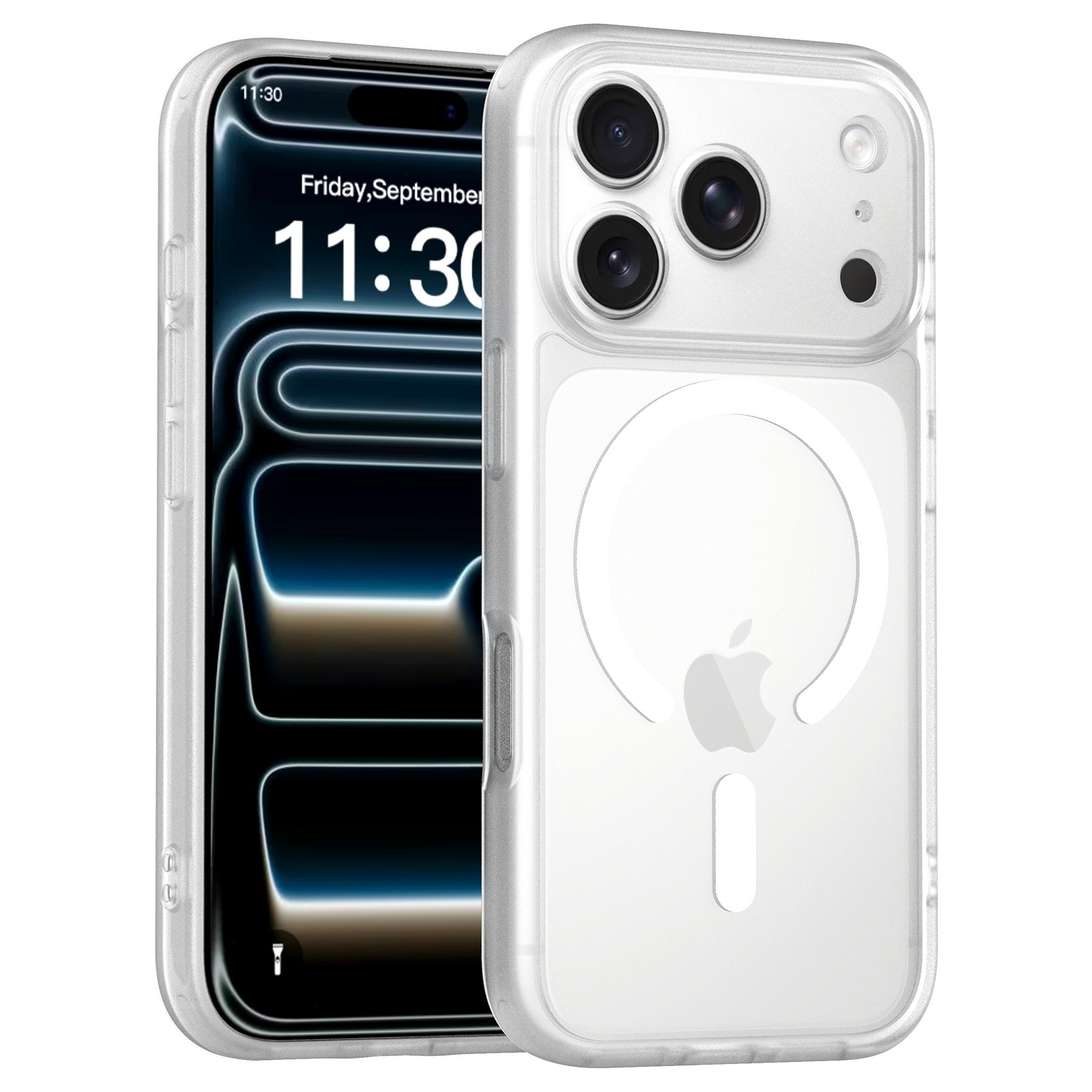 Husa de protectie pentru iPhone 17 Pro, Omelivon, MagSafe, Protectie completa, Anti-Soc, Decupaje Precise, Incarcare Wireless, Alb Transparent