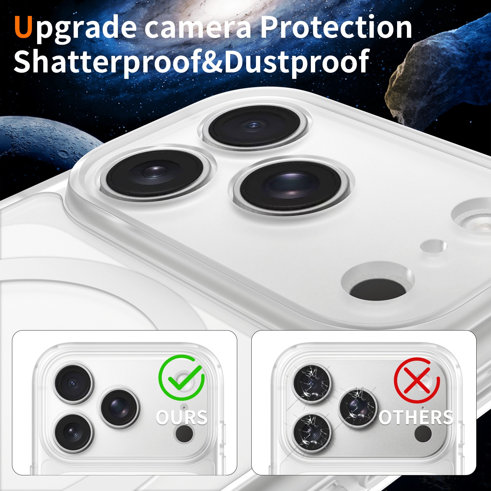 Husa de protectie pentru iPhone 17 Pro, Omelivon, MagSafe, Protectie completa, Anti-Soc, Decupaje Precise, Incarcare Wireless, Alb Transparent