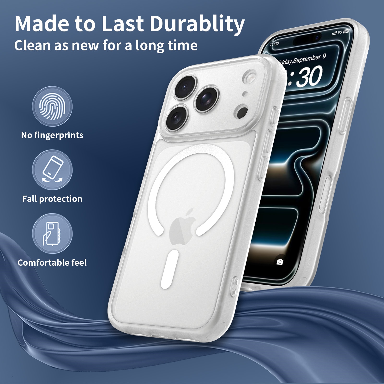 Husa de protectie pentru iPhone 17 Pro, Omelivon, MagSafe, Protectie completa, Anti-Soc, Decupaje Precise, Incarcare Wireless, Alb Transparent