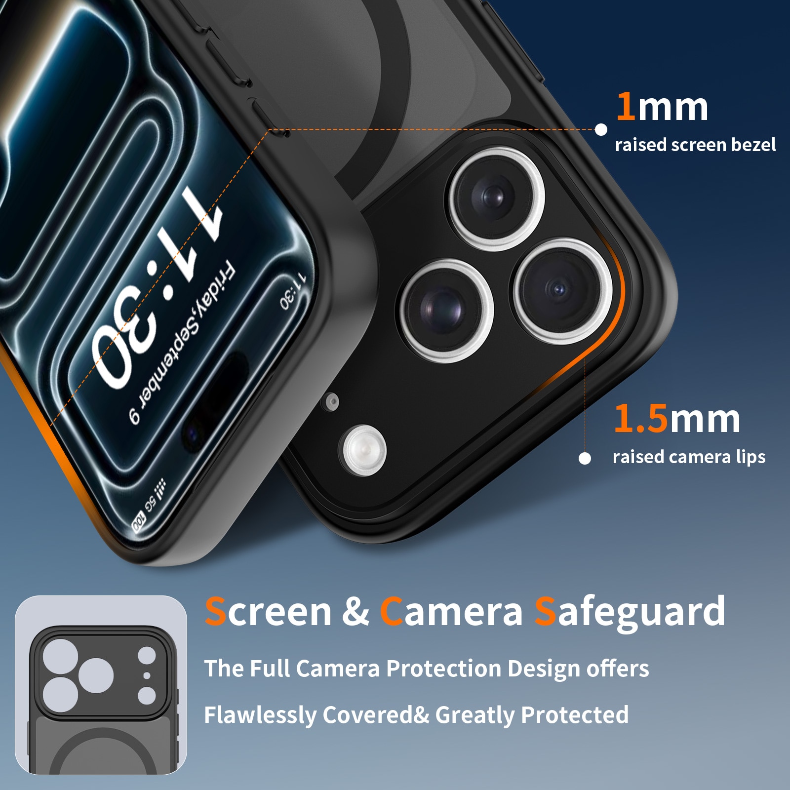 Husa de protectie pentru iPhone 17 Pro, Omelivon, MagSafe, Protectie completa, Anti-Soc, Decupaje Precise, Incarcare Wireless, Negru