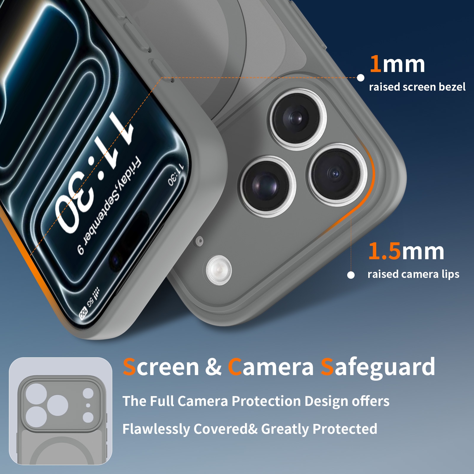Husa de protectie pentru iPhone 17 Pro, Omelivon, MagSafe, Protectie completa, Anti-Soc, Decupaje Precise, Incarcare Wireless, Gri inchis
