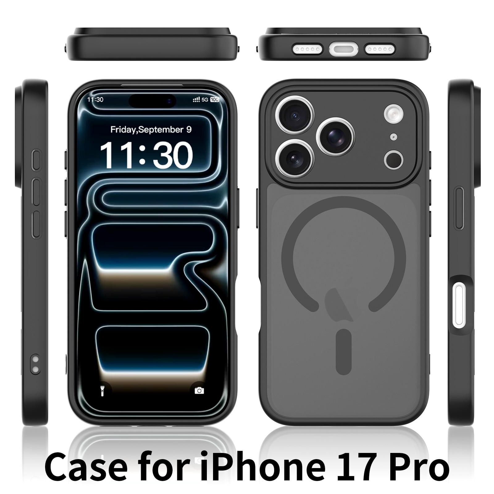 Husa de protectie pentru iPhone 17 Pro, Omelivon, MagSafe, Protectie completa, Anti-Soc, Decupaje Precise, Incarcare Wireless, Gri inchis