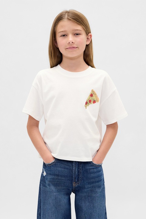 GAP, Póló kétoldalú flitterekkel, Fehér/Rózsaszín/Ezüstszín