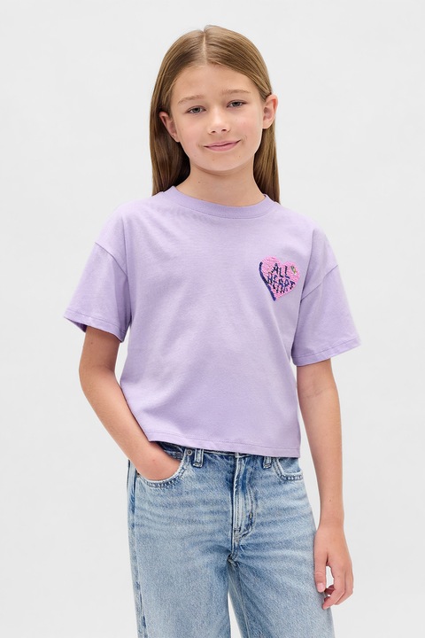 GAP, Póló kétoldalú flitterekkel, Halványlila