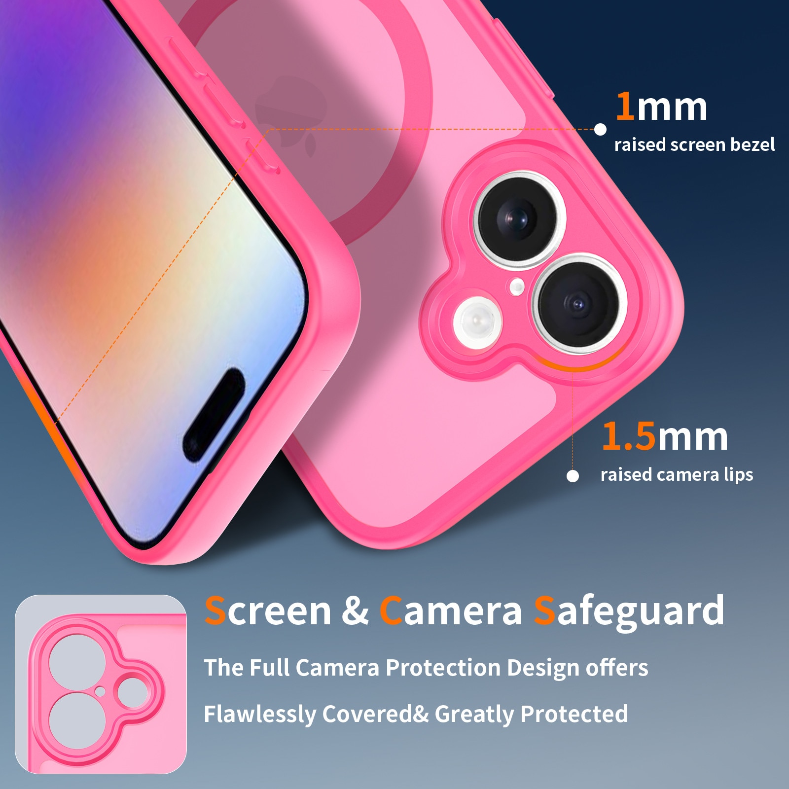 Husa de protectie pentru iPhone 17, Omelivon, MagSafe, Protectie completa, Anti-Soc, Decupaje Precise, Incarcare Wireless, Roz aprins