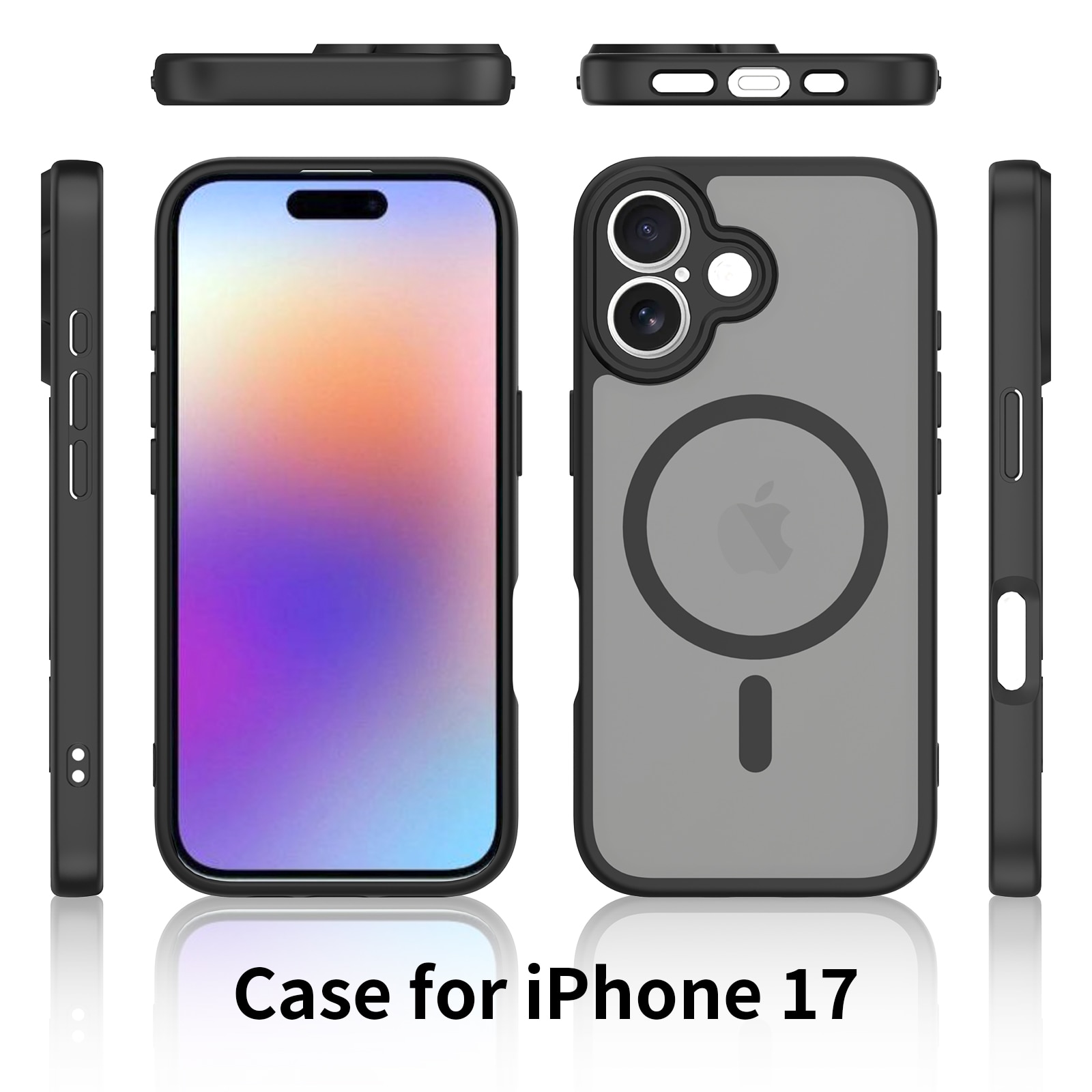 Husa de protectie pentru iPhone 17, Omelivon, MagSafe, Protectie completa, Anti-Soc, Decupaje Precise, Incarcare Wireless, Roz aprins