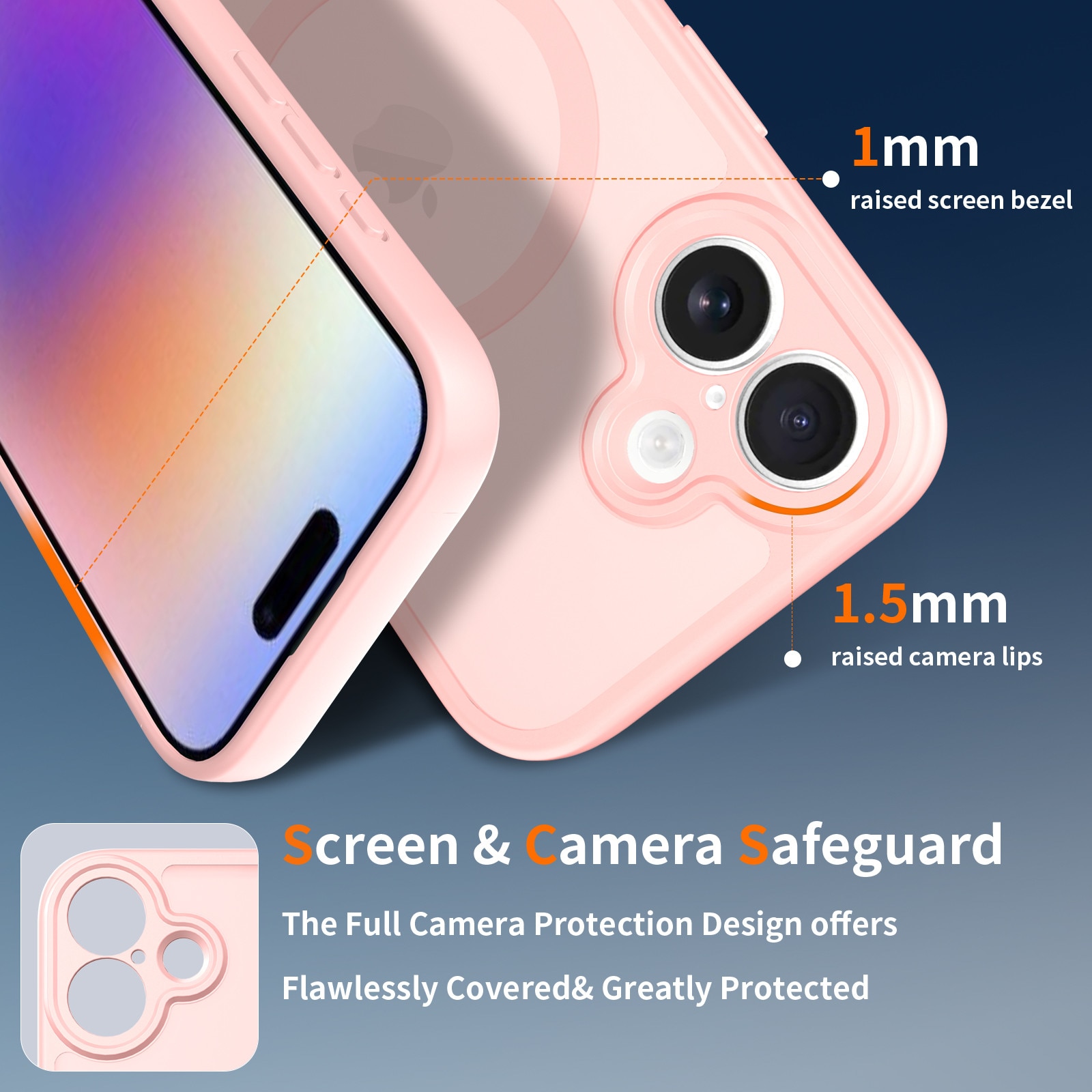 Husa de protectie pentru iPhone 17, Omelivon, MagSafe, Protectie completa, Anti-Soc, Decupaje Precise, Incarcare Wireless, Roz deschis