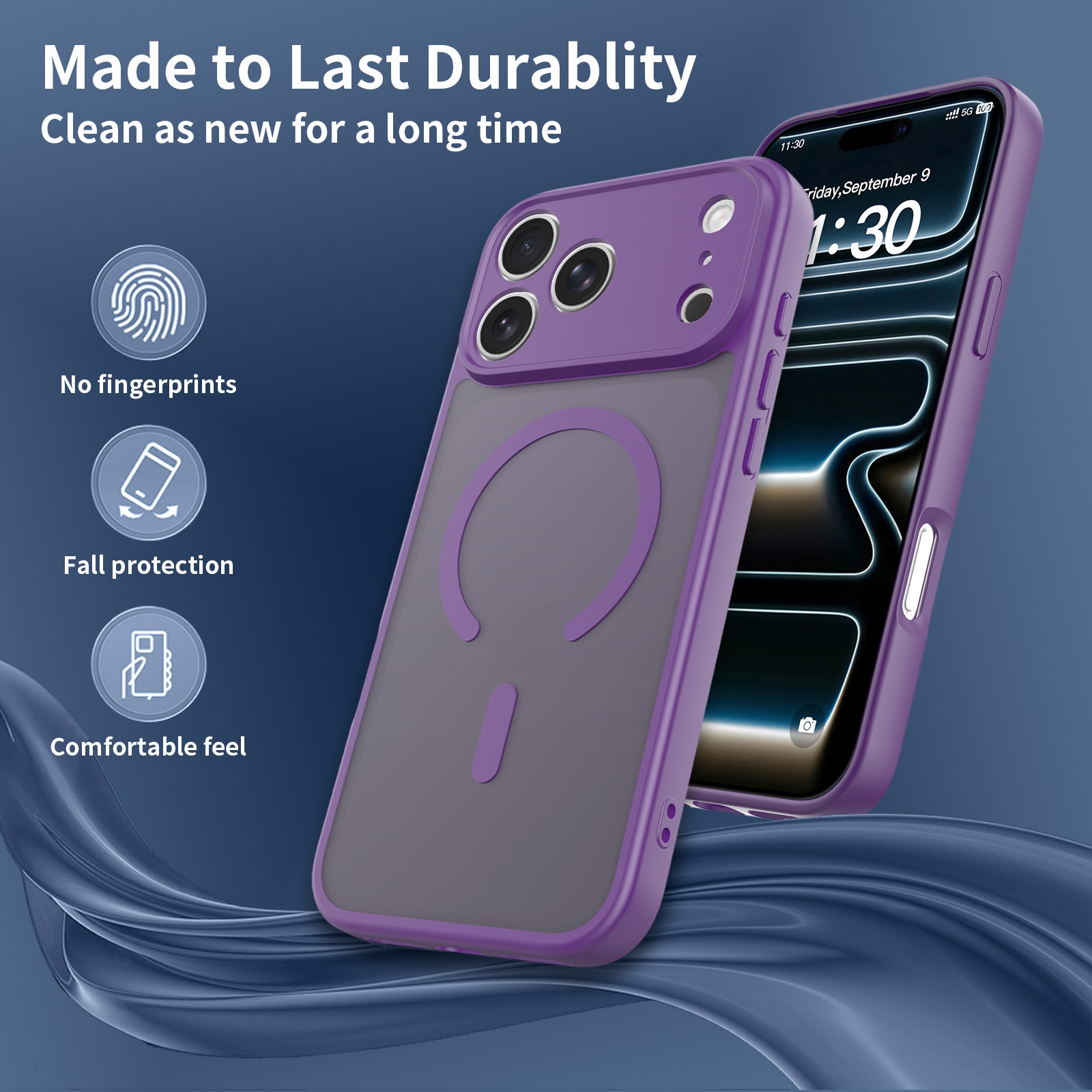 Husa de protectie pentru iPhone 17 Pro Max, Omelivon, MagSafe, Protectie completa, Anti-Soc, Decupaje Precise, Incarcare Wireless, Violet inchis