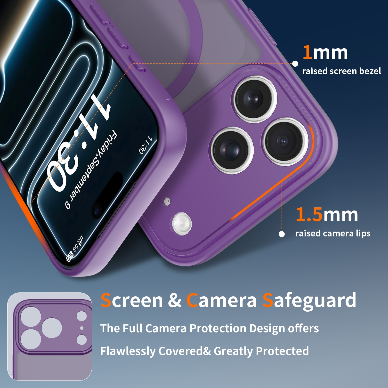 Husa de protectie pentru iPhone 17 Pro Max, Omelivon, MagSafe, Protectie completa, Anti-Soc, Decupaje Precise, Incarcare Wireless, Violet inchis