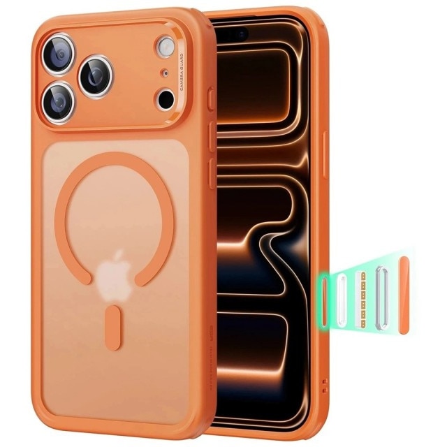 Husa ESR Classic HaloLock Compatibila Cu iPhone 17 Pro, Functie MagSafe, Protectie La Camera, Colturi Intarite, Frost Orange