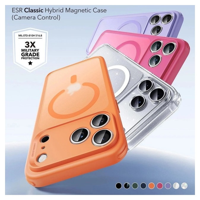 Husa ESR Classic HaloLock Compatibila Cu iPhone 17 Pro, Functie MagSafe, Protectie La Camera, Colturi Intarite, Frost Orange