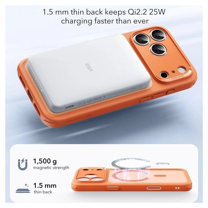 Husa ESR Classic HaloLock Compatibila Cu iPhone 17 Pro, Functie MagSafe, Protectie La Camera, Colturi Intarite, Frost Orange