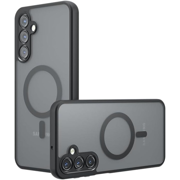 Husa Magnetica pentru Samsung Galaxy A36/A56 5G, Carcasa Protectie Antisoc, Subtire, Mata Translucida, Anti-Amprenta, Rezistenta, Negru