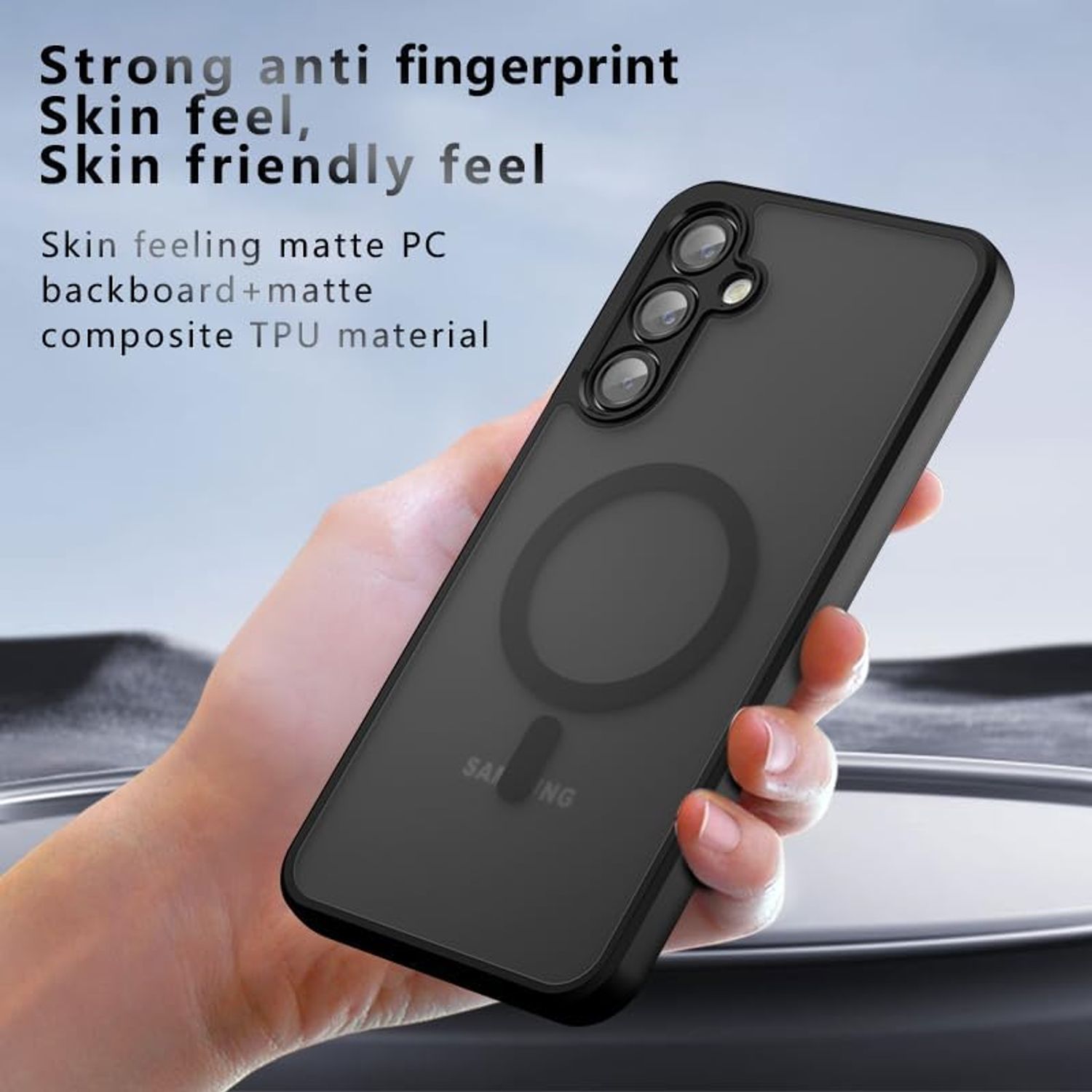 Husa Magnetica pentru Samsung Galaxy A36/A56 5G, Carcasa Protectie Antisoc, Subtire, Mata Translucida, Anti-Amprenta, Rezistenta, Negru