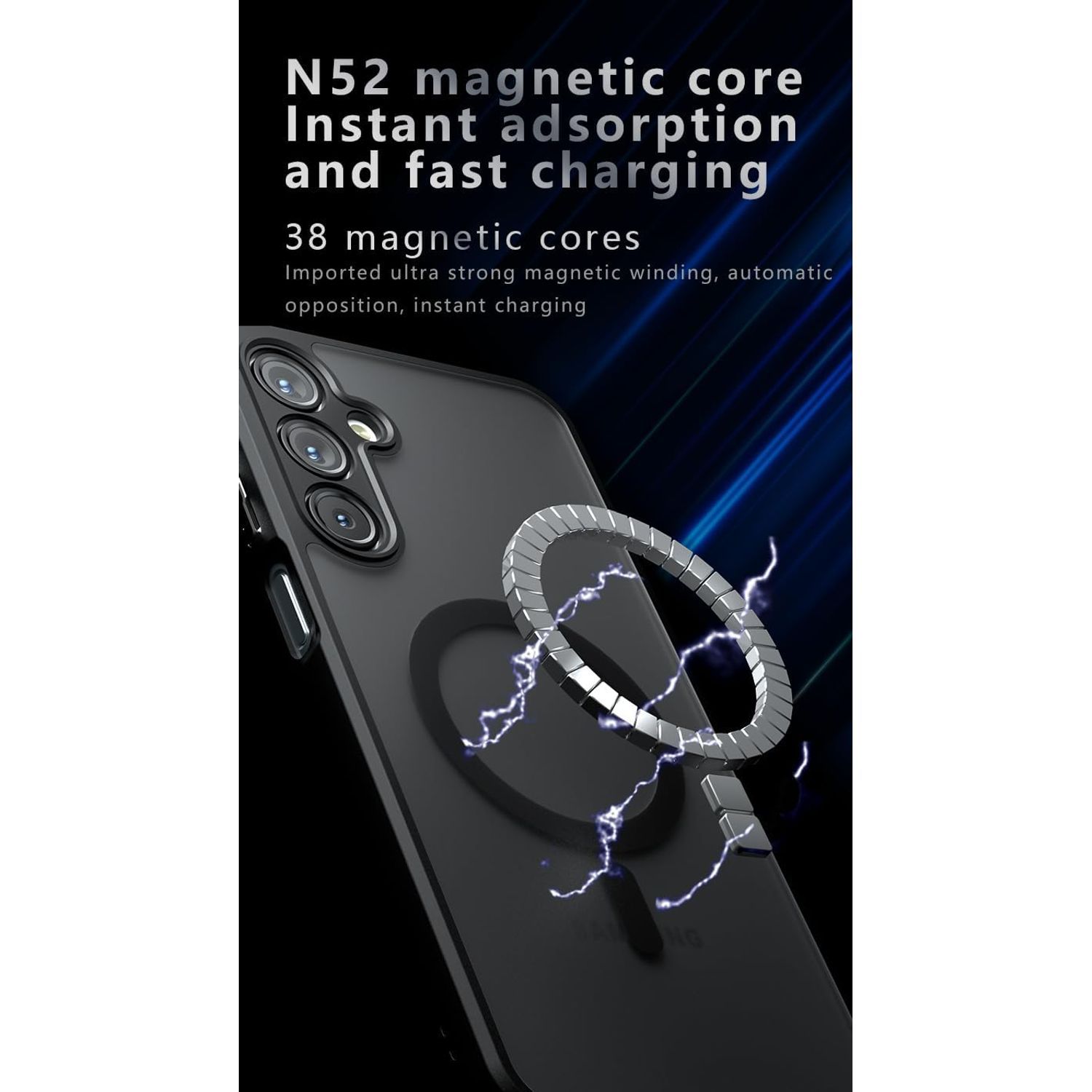Husa Magnetica pentru Samsung Galaxy A36/A56 5G, Carcasa Protectie Antisoc, Subtire, Mata Translucida, Anti-Amprenta, Rezistenta, Negru