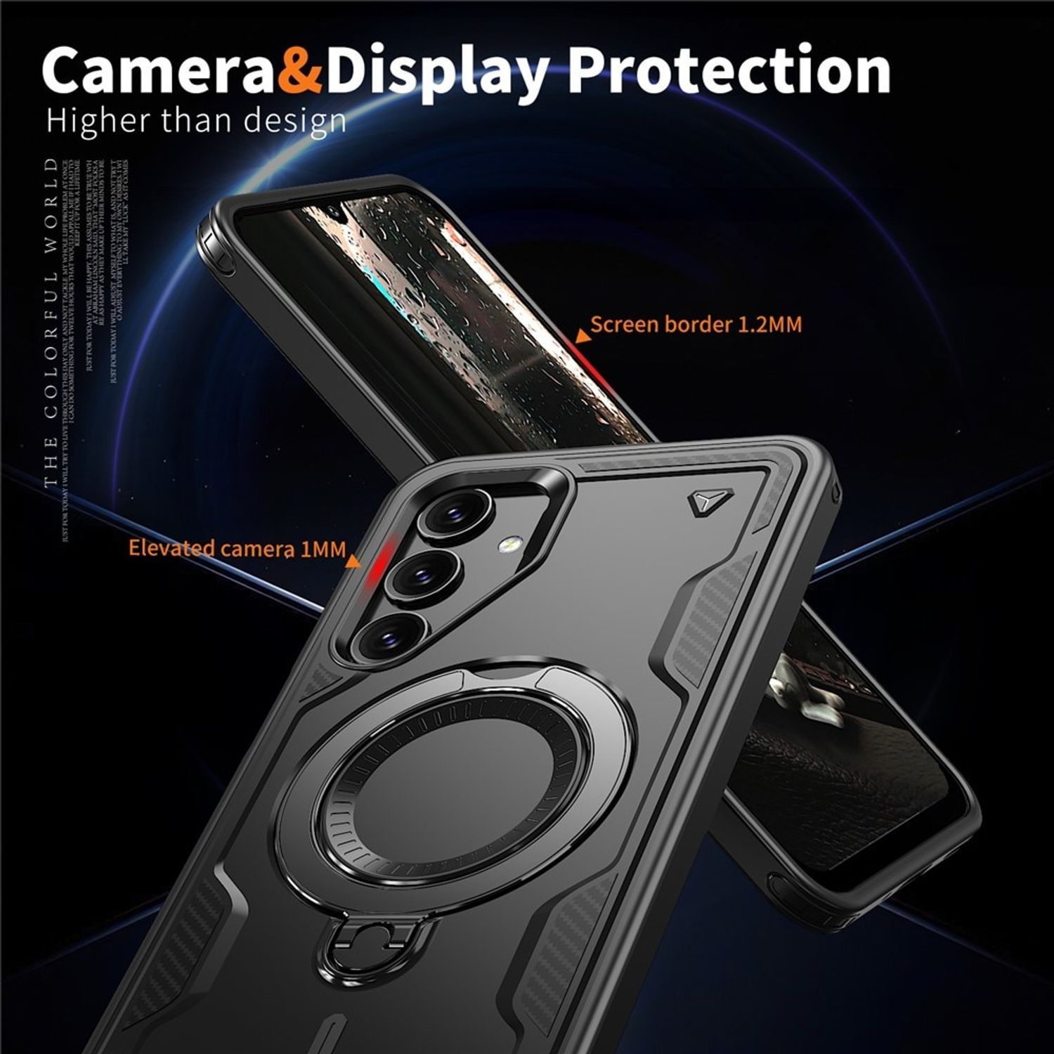 Husa Militara Premium pentru Samsung Galaxy A56/A36 cu Suport Rotativ 360° si Compatibilitate MagSafe, Rezistenta la Socuri - Negru
