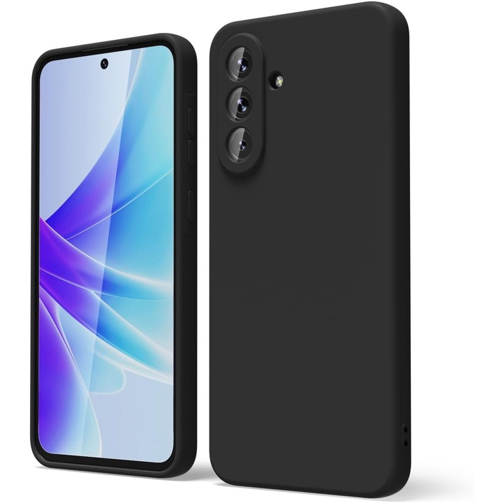 Husa Silicon pentru Samsung Galaxy A56 5G/A36 5G, Subtire si Aderenta Buna, Protectie Gel Moale, Design Mat Estetic pentru Femei, cu Protectie Camera, Negru
