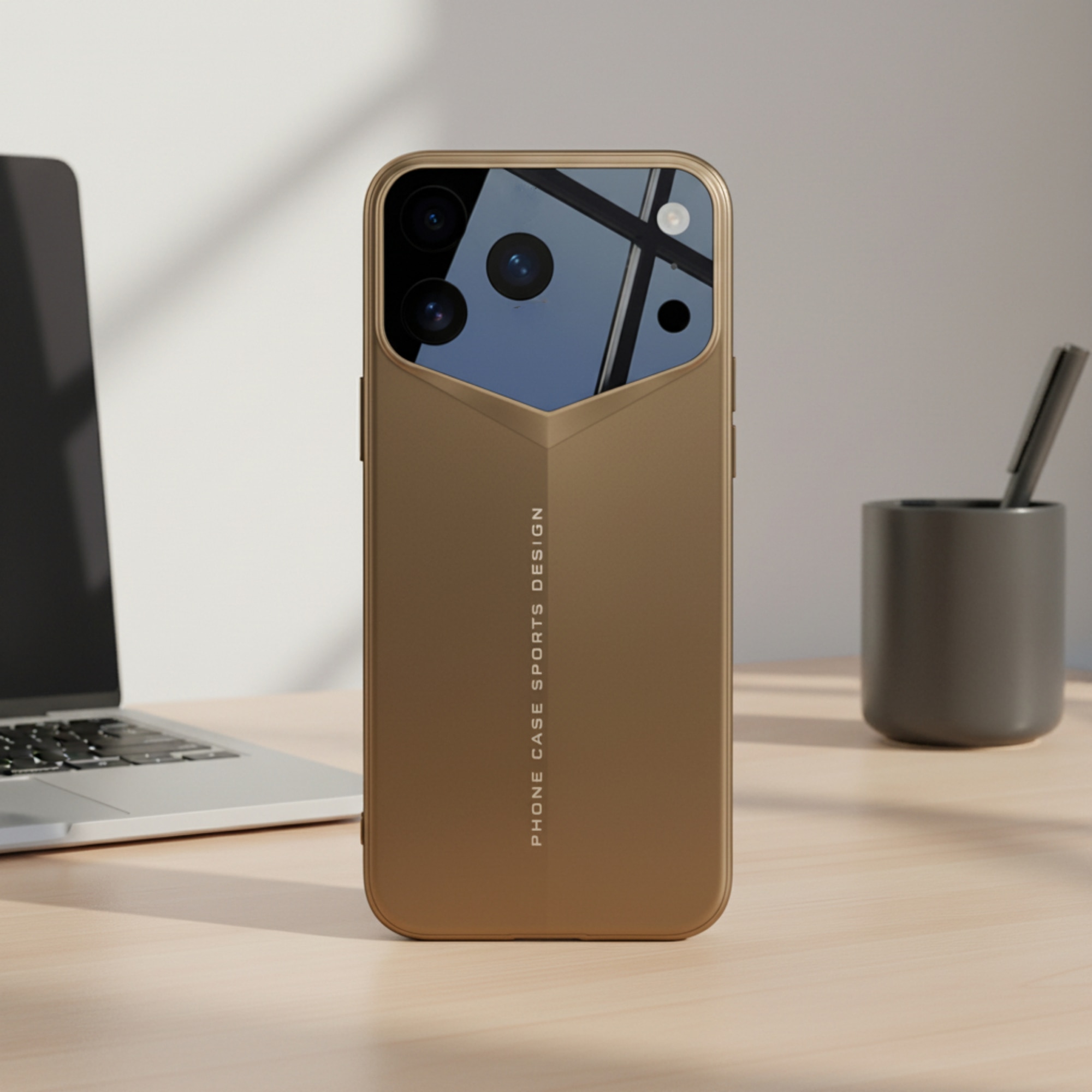 Husa Premium pentru iPhone 17 Pro, Policarbonat Dur, Anti-soc, Mata, Ultra Slim, Protectie Spate, Auriu Desert (Desert Gold)
