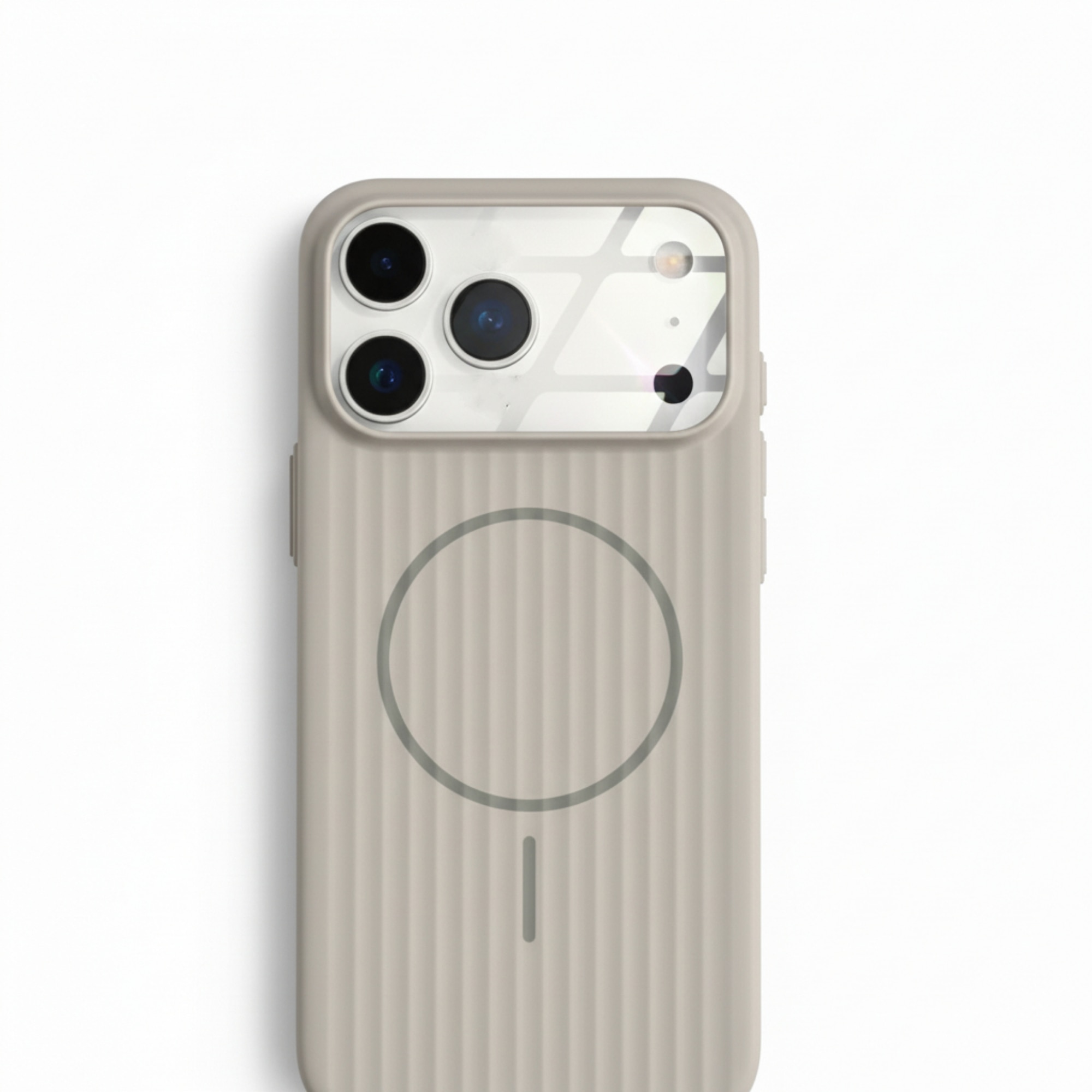 Husa Premium pentru iPhone 17 PRO, Policarbonat Dur, Functie MagSafe, Anti-Soc, Mata cu Dungi, Ultra Slim, Protectie Spate, Gri