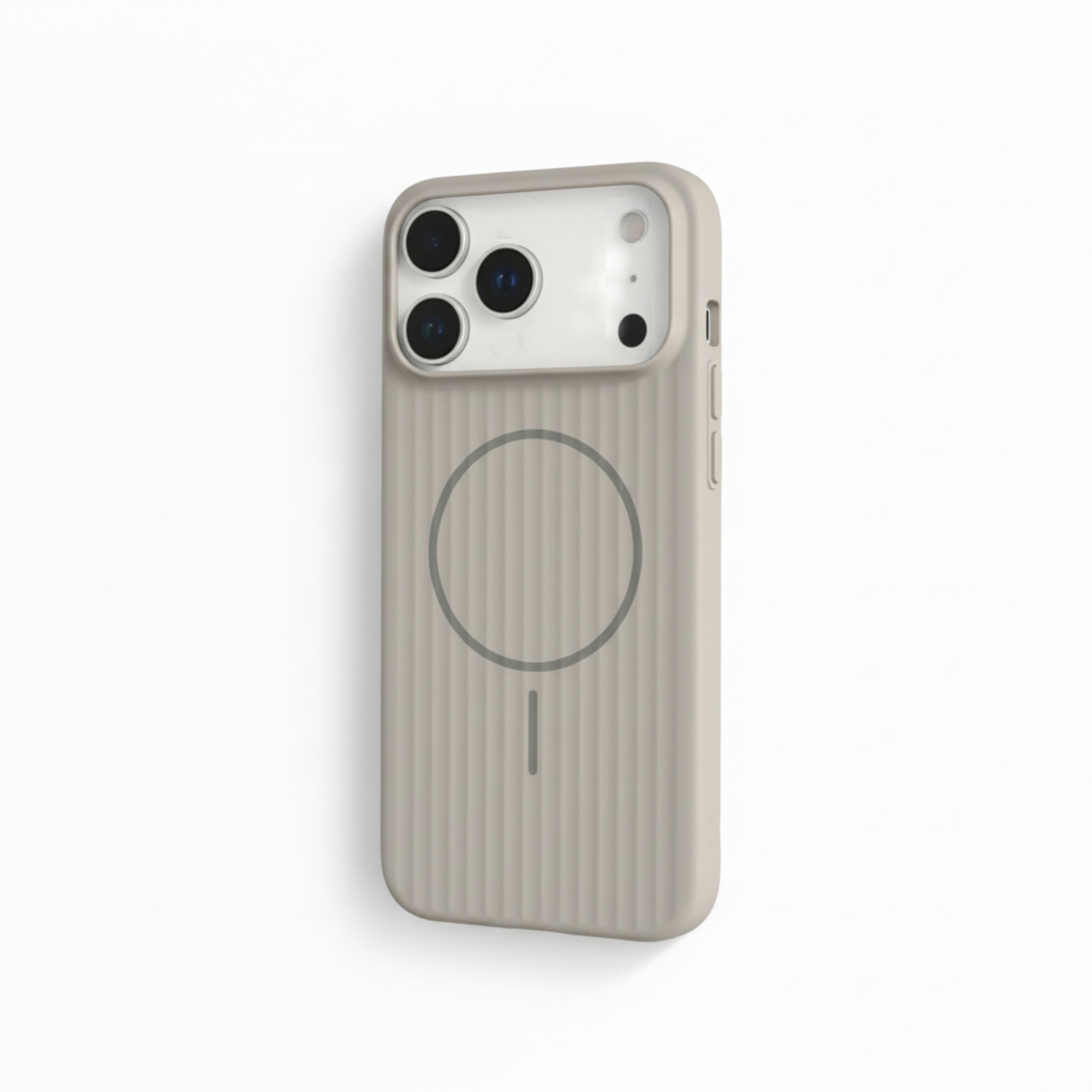 Husa Premium pentru iPhone 17 PRO, Policarbonat Dur, Functie MagSafe, Anti-Soc, Mata cu Dungi, Ultra Slim, Protectie Spate, Gri