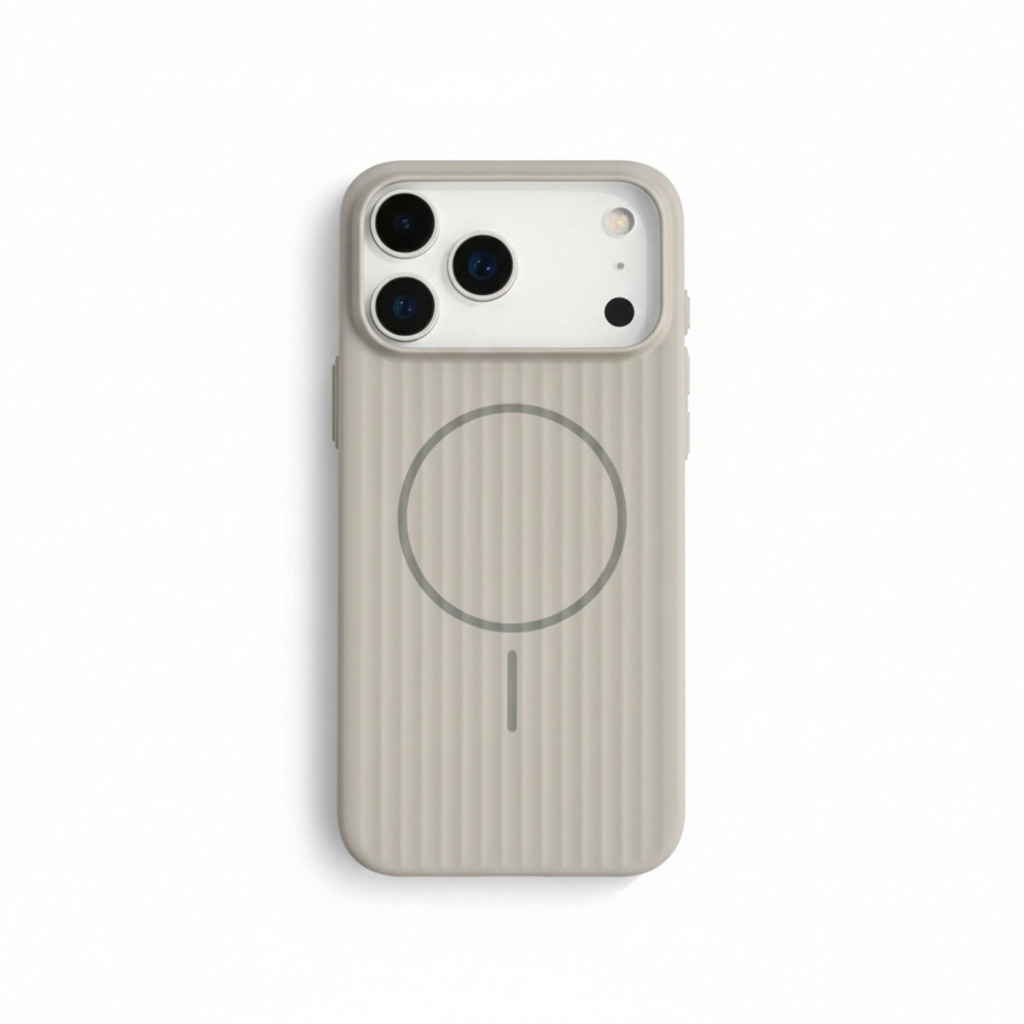 Husa Premium pentru iPhone 17 PRO, Policarbonat Dur, Functie MagSafe, Anti-Soc, Mata cu Dungi, Ultra Slim, Protectie Spate, Gri