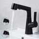 Baterie chiuveta baie, Ultrixe, Baterie lavoar cu dus extractibil, 2 functii spray, pivotant, monocomanda, cartus ceramic, Negru