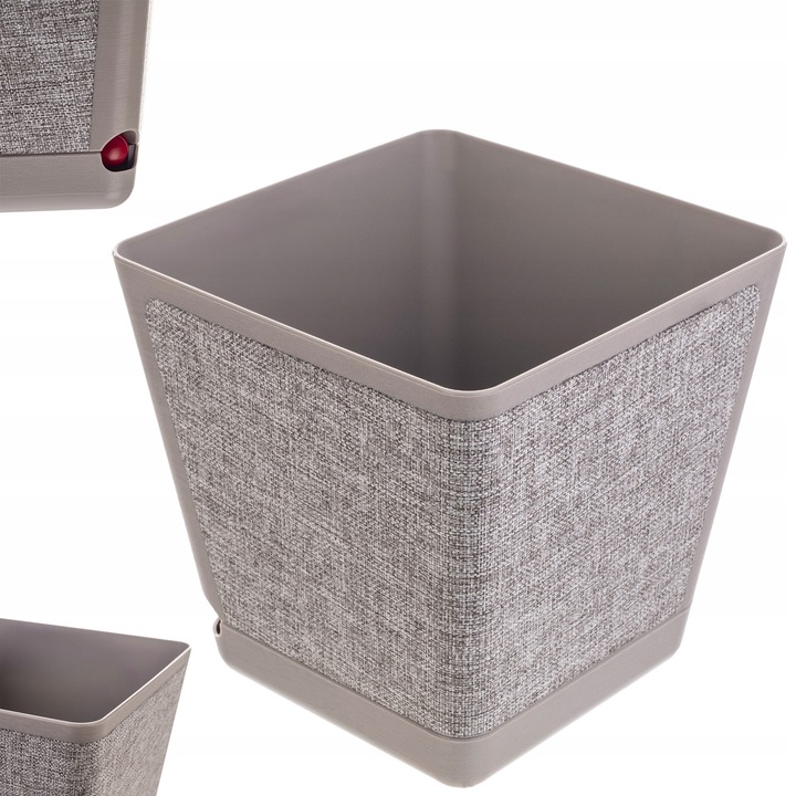 Ghiveci cu suport KADAX, 30cm, polipropilen si tesatura, gri-bej