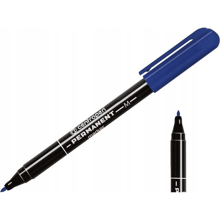 Marker Permanent Centropen, albastru, varf rotund 1mm