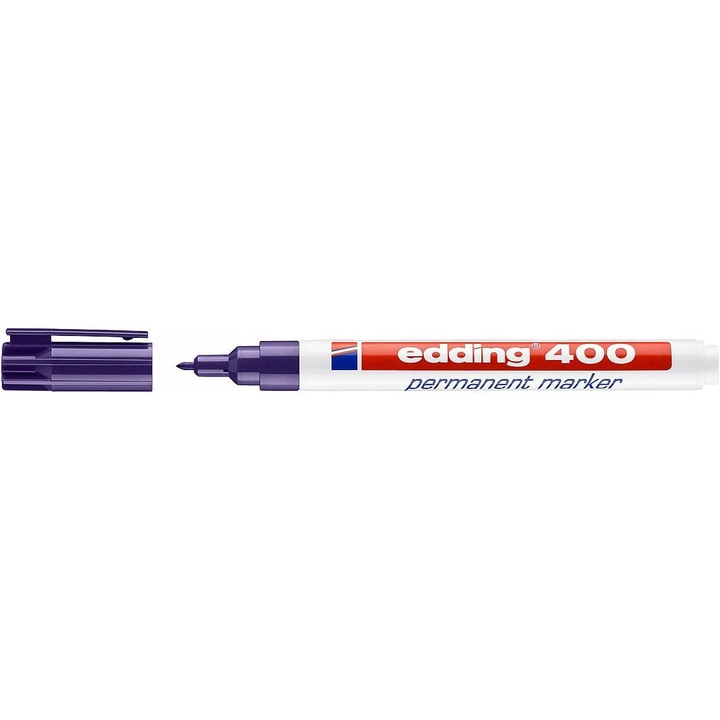 Marker permanent Edding 400, violet, 1mm, rezistent la apă, reîncărcabil
