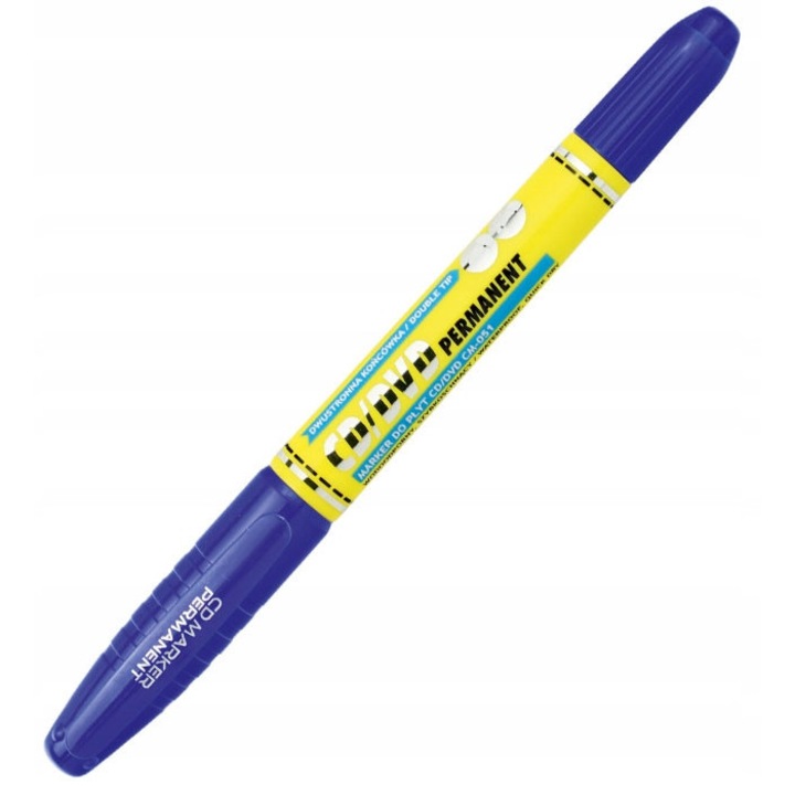 Marker permanent Grand, albastru, varf dublu, rezistent la apa
